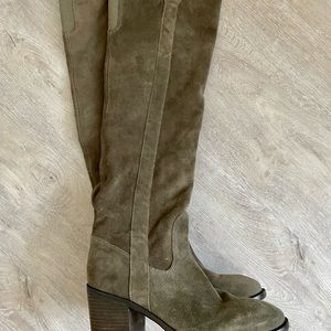 Suede, over the knee BCBG heeled boots